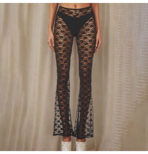 YISAN D24PT002 Wholesale OED ODM 2024 Women Clothes Sexy Lace High Waist Flare Pants Women's Pants Trousers YISAN D24PT002 Wholesale OED ODM 2024 Women Clothes Sexy Lace High Waist Flare Pants Women's Pants Trousers